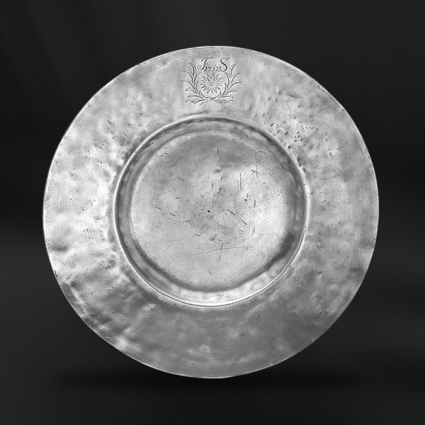 Antique pewter plate - Antique plate handmade in Italy - Italian antique pewter plate (Art.224)