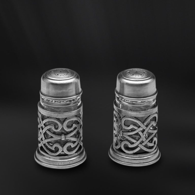 Pewter & Glass Salt & Pepper Cruet Set/Shakers Italian Pewter