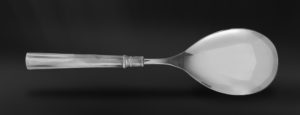 Pewter serving spoon risotto - Pewter and stainless steel flatware handmade in italy - Italian pewter cutlery (Art.694)
