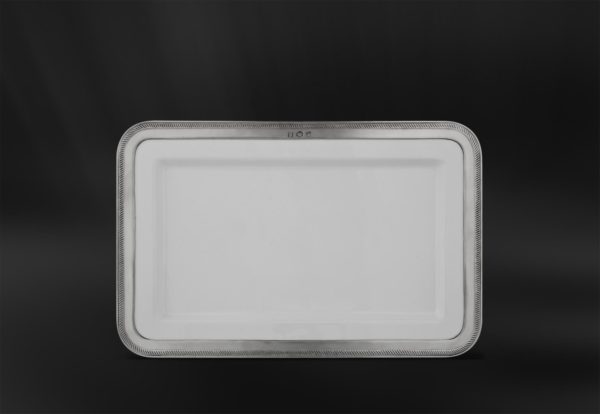 Ceramic and pewter rectangular tray - Luisa tray pewter and ceramic handmade in Italy - Italian pewter and ceramic tray (Art.876)