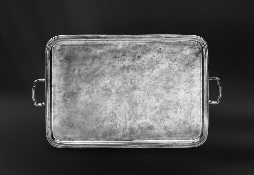 Rectangular Pewter Tray with Handles Italian Pewter Serveware