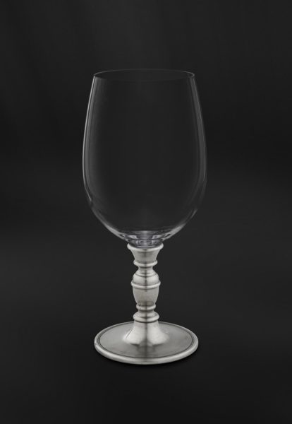 Pewter and crystal water glass - Water glass handmade in Italy - Italian pewter water glass (Art.816)