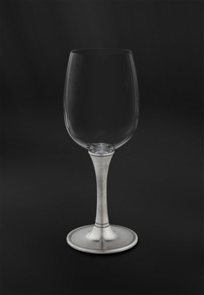 Pewter and crystal wine glass - Wine glass handmade in Italy - Italian pewter wine glass (Art.727)