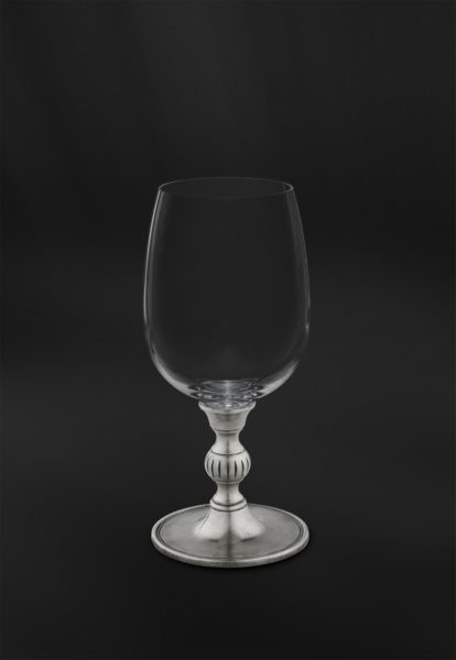 Pewter and crystal wine glass - Wine glass handmade in Italy - Italian pewter wine glass (Art.807)