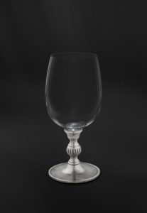 Pewter and crystal wine water glass - Wine water glass handmade in Italy - Italian pewter wine water glass (Art.808)
