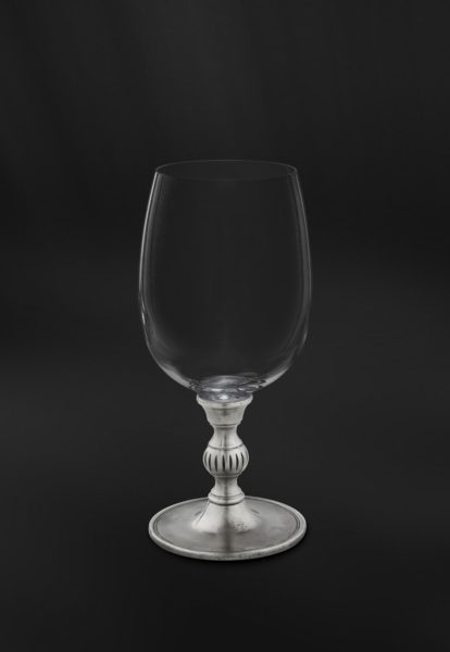 Pewter and crystal wine water glass - Wine water glass handmade in Italy - Italian pewter wine water glass (Art.808)