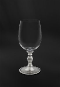 Pewter and crystal wine water glass - Wine water glass handmade in Italy - Italian pewter wine water glass (Art.813)