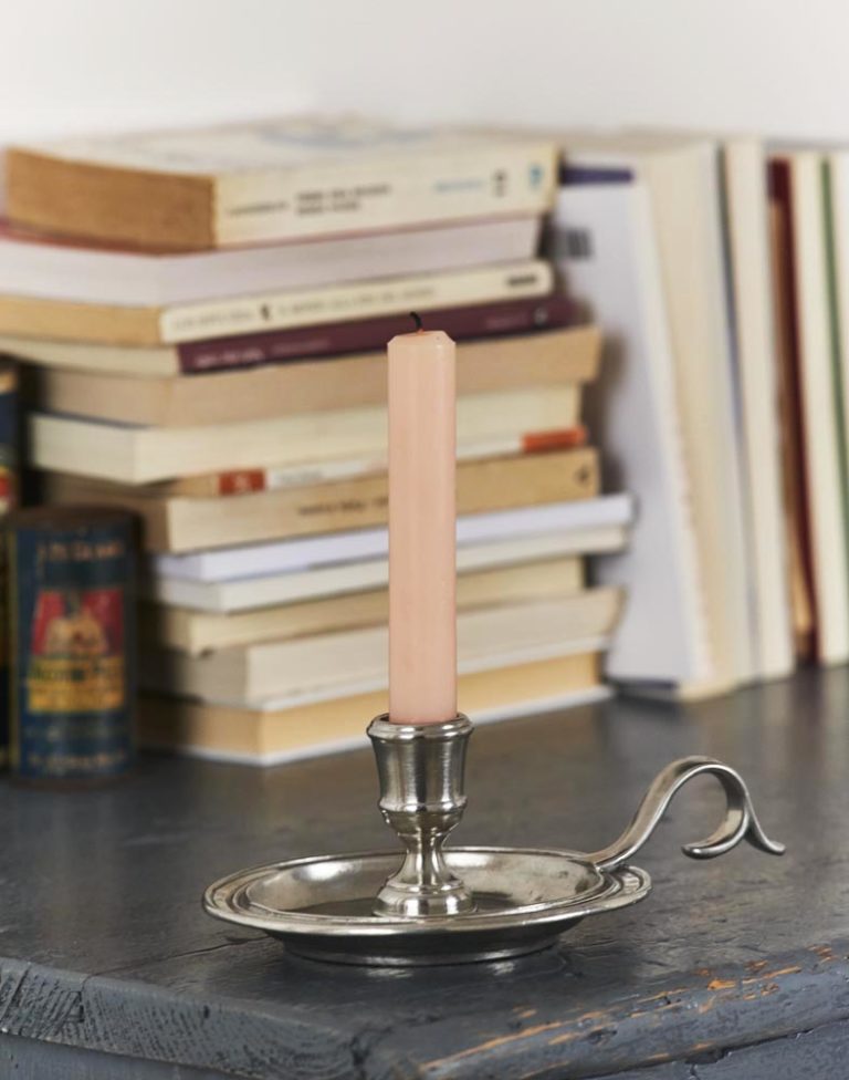 Pewter Candle Holder with Handle Italian Pewter Home Décor