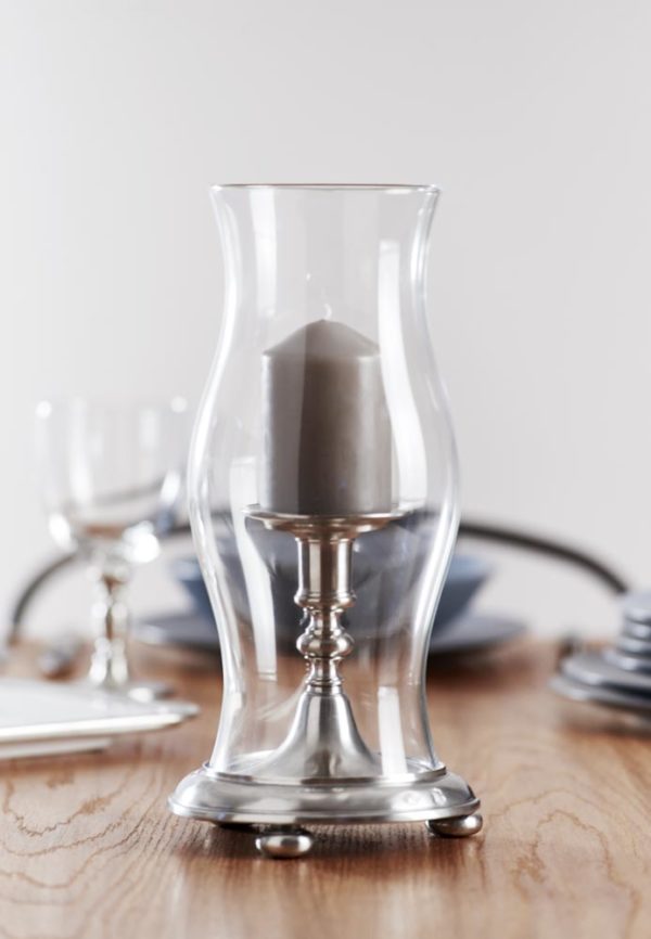 Pewter Candle Holder with Glass Italian Pewter Home Décor